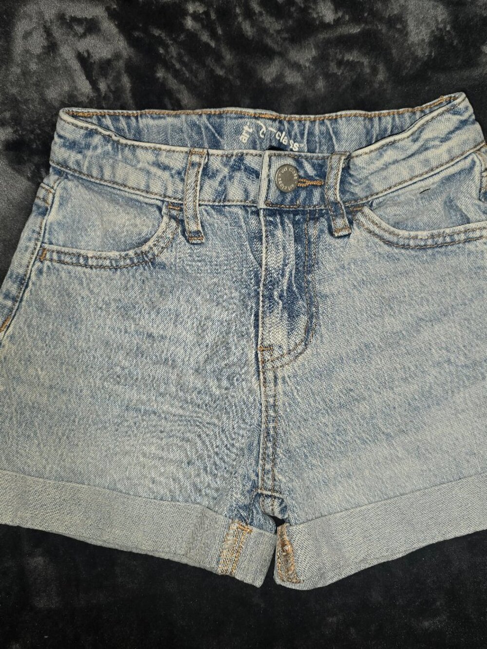 Girls High Waist Cuffed Shorts